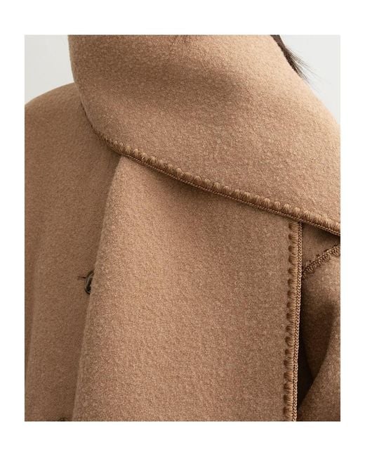 Totême Brown Totême Buttoned Whipstitch-Trim Scarf Jacket