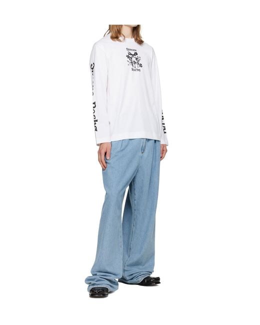 Simone Rocha White Printed Long-Sleeved T-Shirt for men