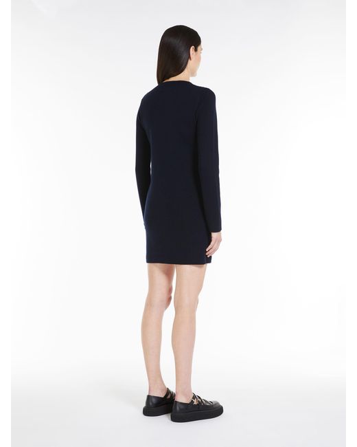 Max Mara Blue Wool Round-Neck Dress