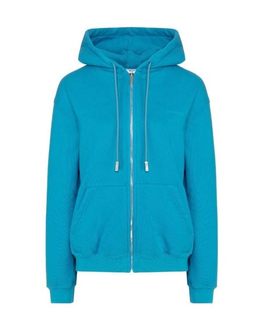 Off-White c/o Virgil Abloh Blue Diag-Print Zip-Front Hoodie