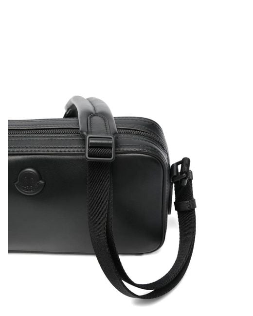 Moncler Black Carlo Zip-Up Messenger Bag for men