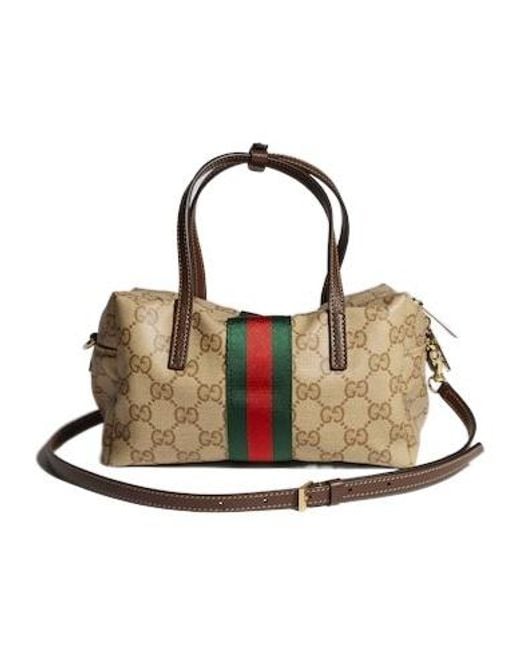 Gucci Brown Web Detailed Mini Boston Bag