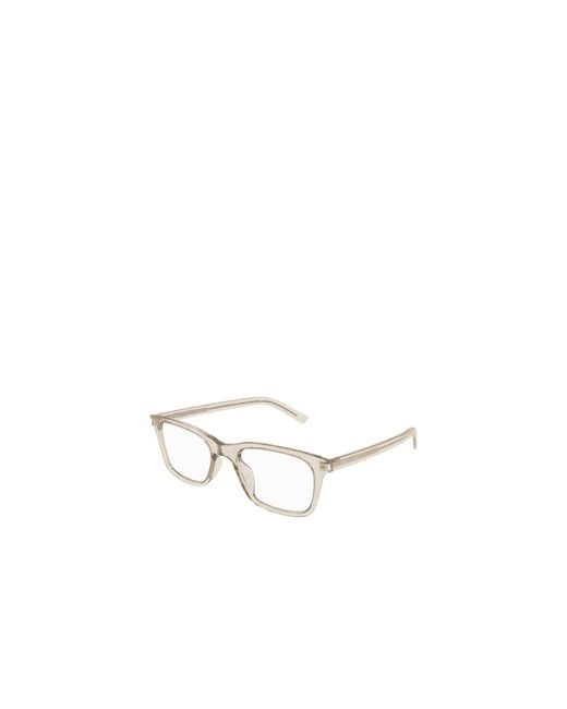 Saint Laurent White Eyewear Sl 718 Slim Rectangular Glasses for men