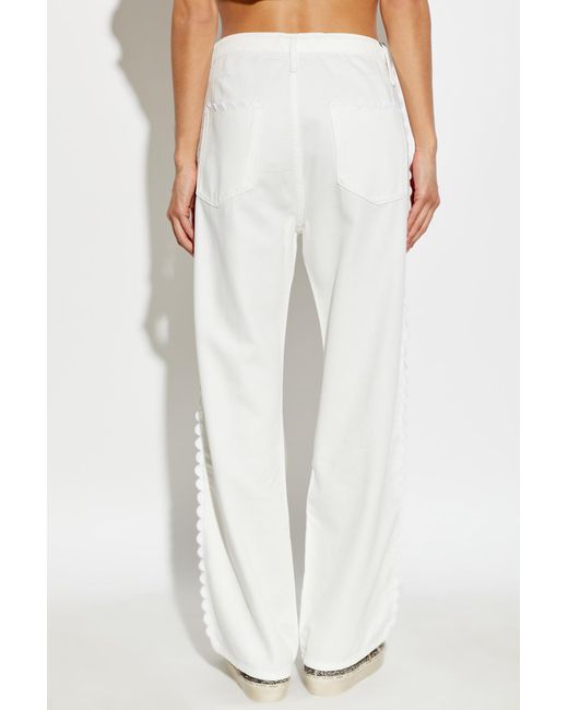 Rag & Bone White Scallop-Trim Drawstring Jeans
