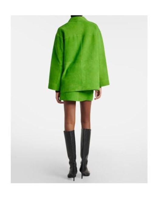 Staud Green Crest Suede Miniskirt