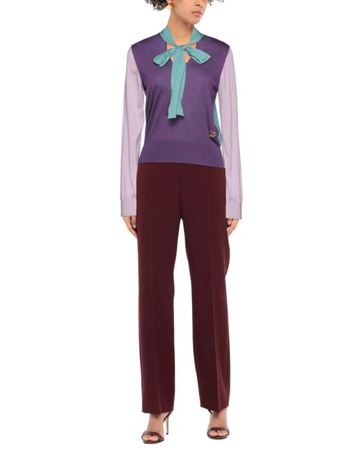 Dolce & Gabbana Purple Lightweight Bow Knit Sweater
