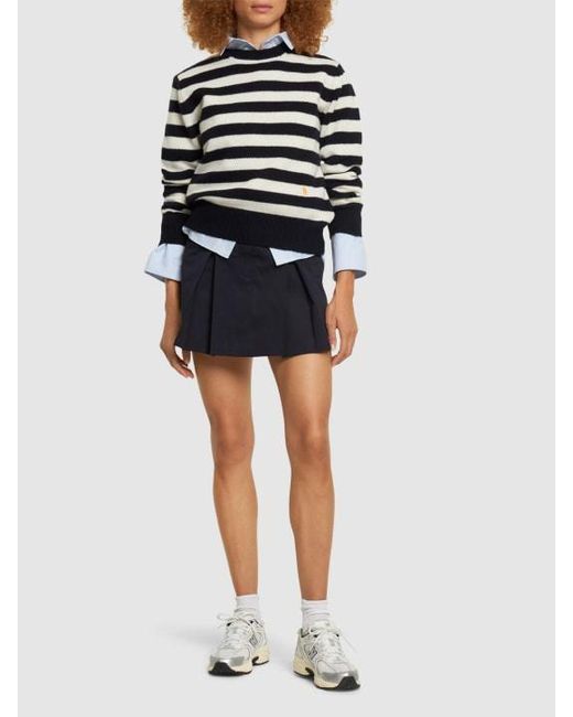 Sporty & Rich Black Serif Logo Double Pleated Skirt