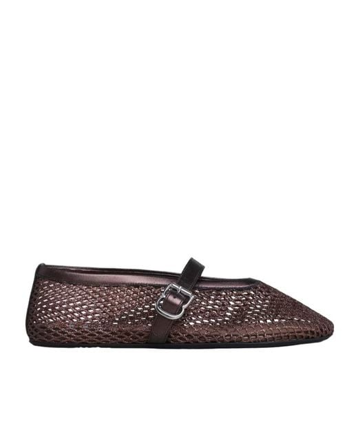 Alaïa Brown Woven Buckle Ballet Flats