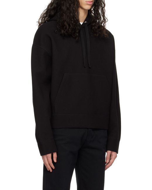 AMI Black Drop-Shoulder Drawstring Hoodie for men