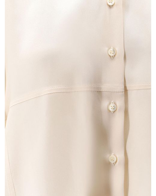 Brunello Cucinelli White Balloon-Sleeve Silk Shirt