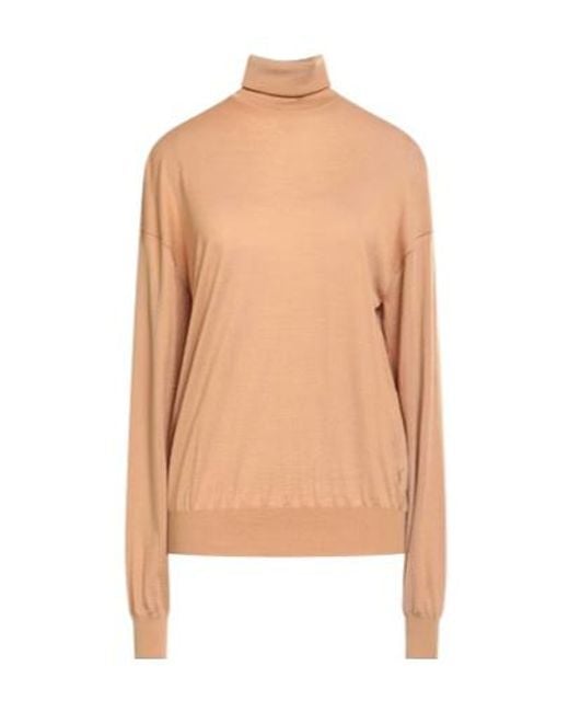 Saint Laurent Natural Solid Color Wool Knit Sweater