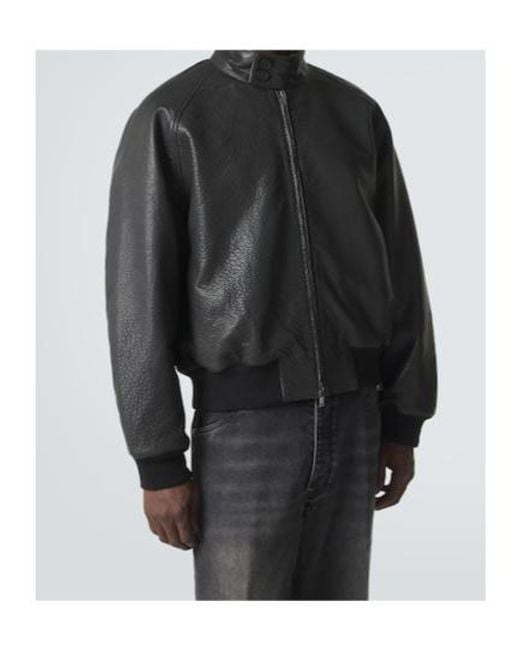 Studio Nicholson Black Over Leather Bomber Jacket for men
