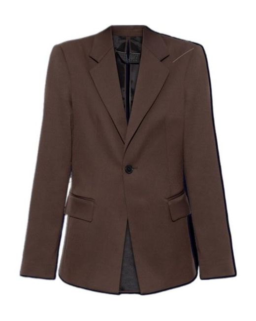 MM6 by Maison Margiela Brown Cut-Out Detailed Buttoned Blazer