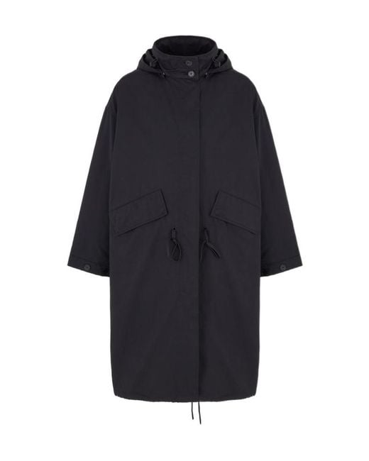 Closed Blue Hooded Parka