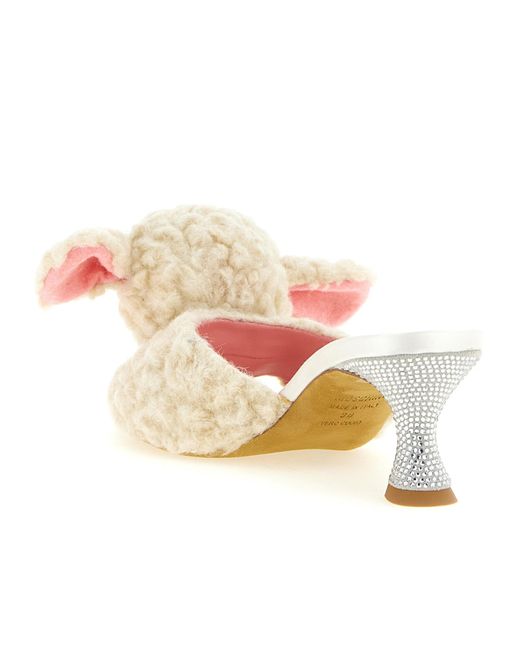 Moschino Natural Sheep Embellished Mules