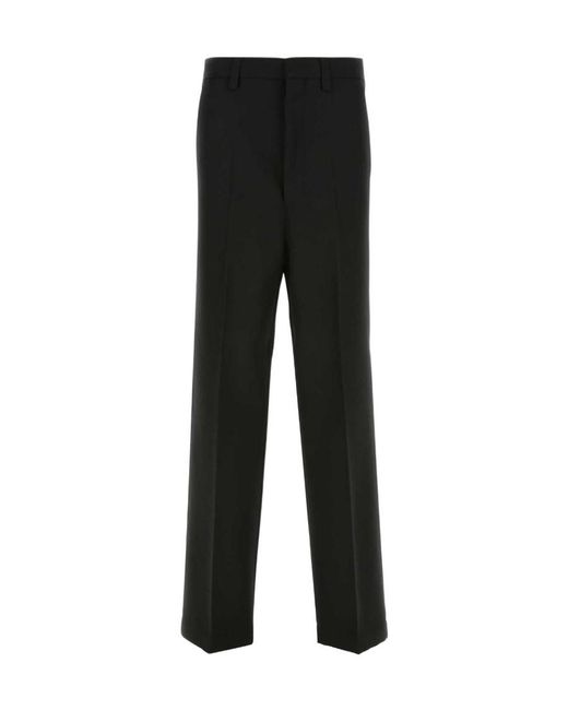 AMI Black Logo Wool Casual Pants for men