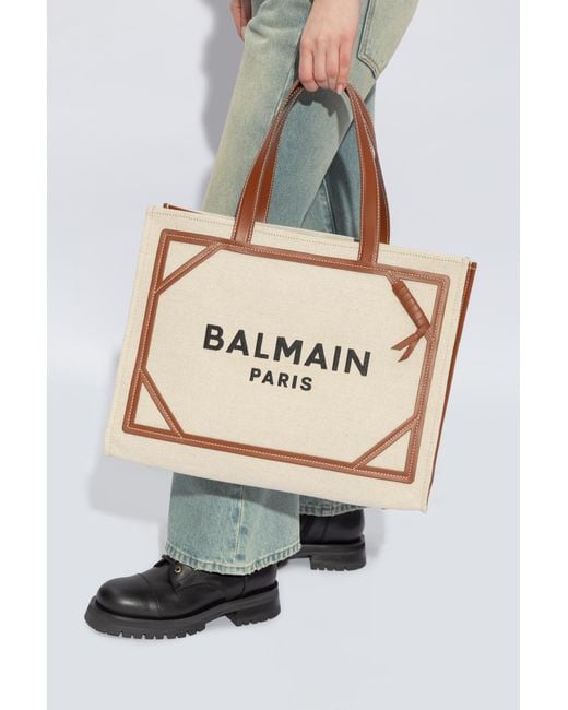 Balmain White B-Army Logo-Embroidered Top Handle Bag