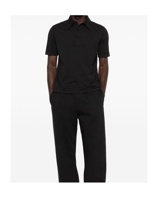 MM6 by Maison Margiela Black Logo-Embroidered Polo Shirt for men