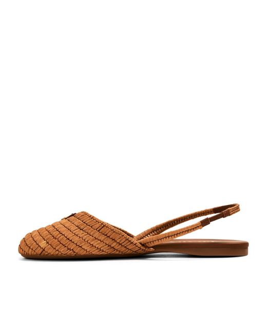 Prada Brown Light Woven Raffia Slingback Flat Shoes