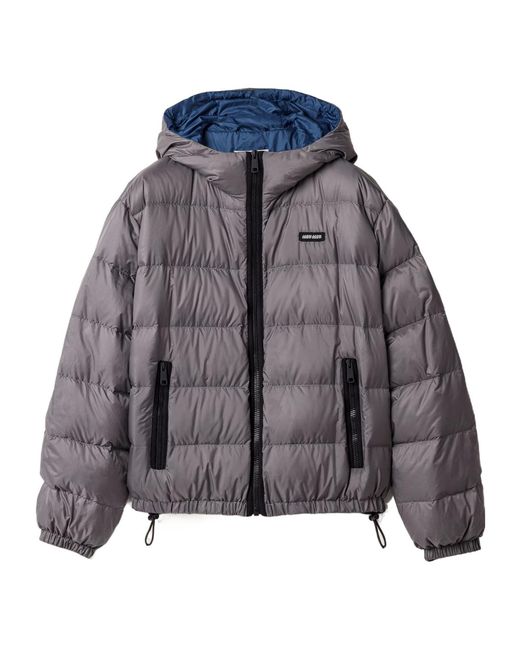 Miu Miu Gray Hooded Lightweight Fluffy Down Jacket