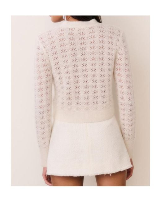 LoveShackFancy White Lilly Cropped Knit Cardigan