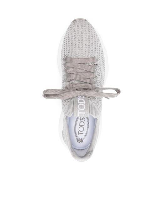 Tod's White Logo Embossed Lace-Up Sneakers
