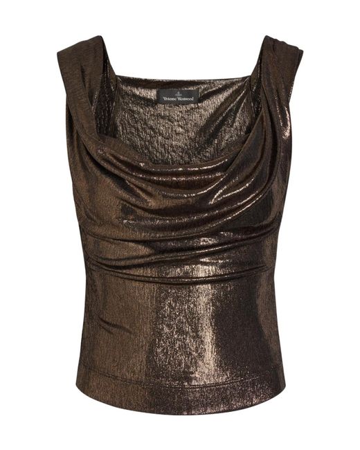 Vivienne Westwood Brown Anna Draped Lamé Top