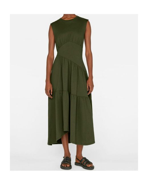 FRAME Green Round Neck Sleeveless Dress