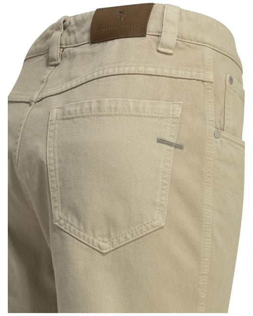 Brunello Cucinelli Natural 'Straight Shiny Bartck' Straight Leg Jeans
