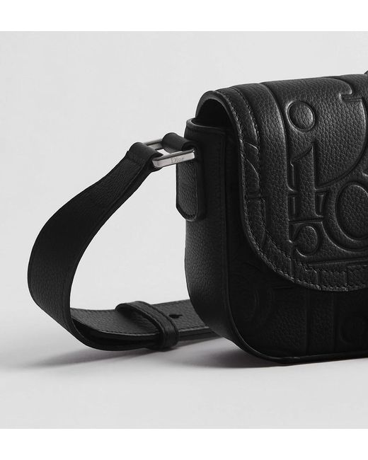 Dior Black Saddle Heritage Messenger Bag With Flap for men