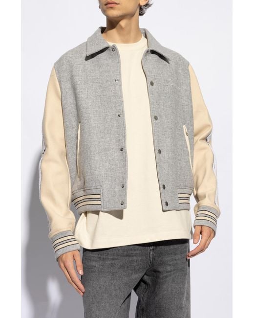 Amiri Gray Logo Embroidered Bones Jacket for men