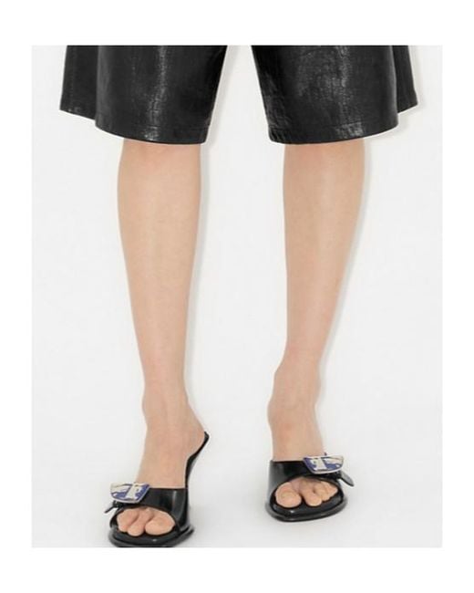Burberry Black Bay Equestrian Knight Motif Mules