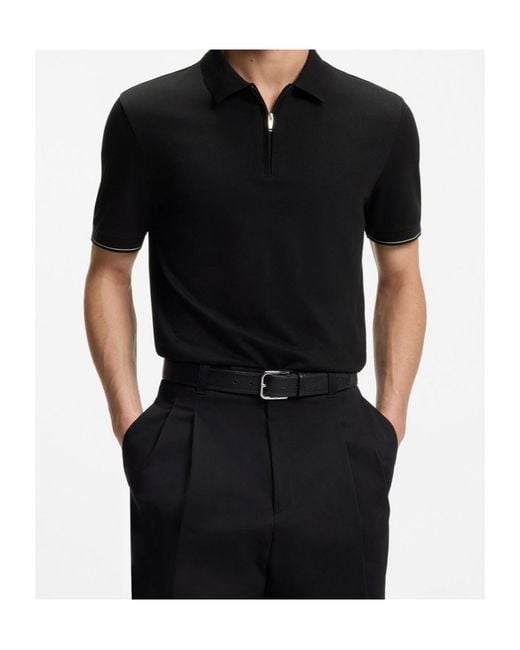 Boss Black Zip-Fastening Polo Shirt for men