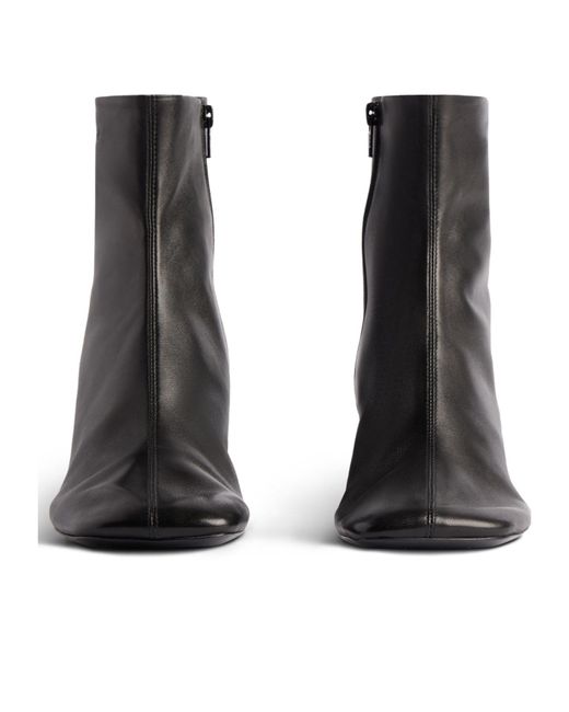 Balenciaga Black Soft Lambskin Square-Toe Booties