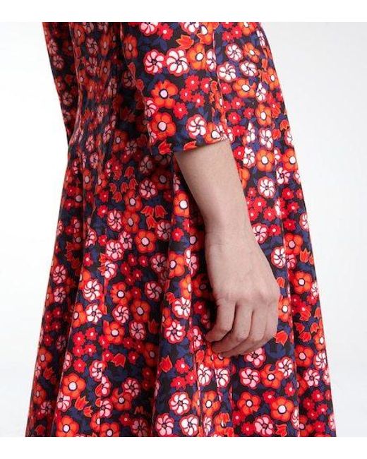 Marni Red Floral Cotton Midi Dress