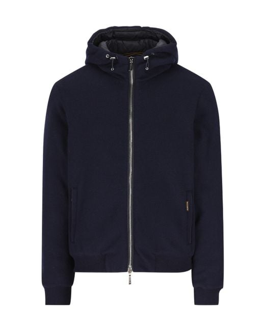 Moorer Black Zip-Up Hooded Jacket for men