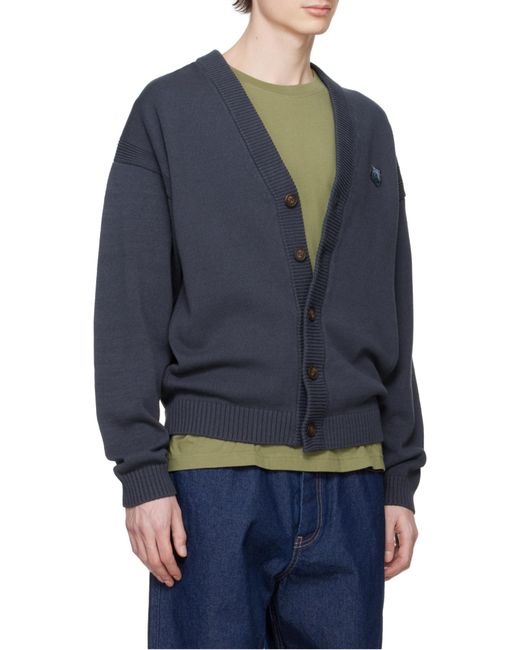 Maison Kitsuné Blue Maison Kitsuné Bold Fox Head Patch Comfort Cardigan for men