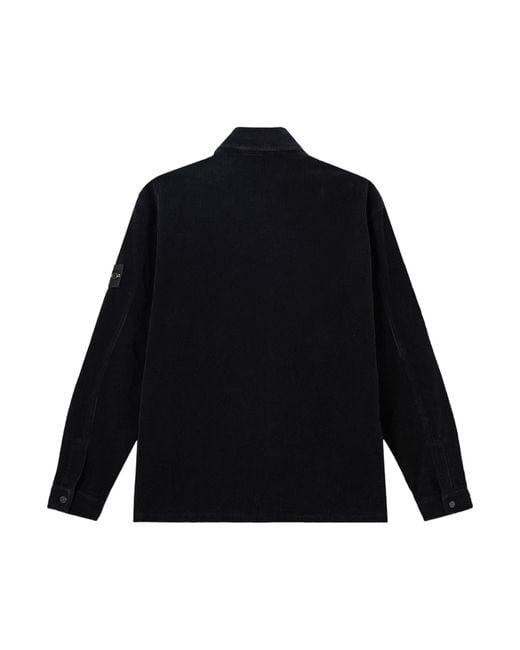 Stone Island Blue Logo Patch Corduroy Shirt for men