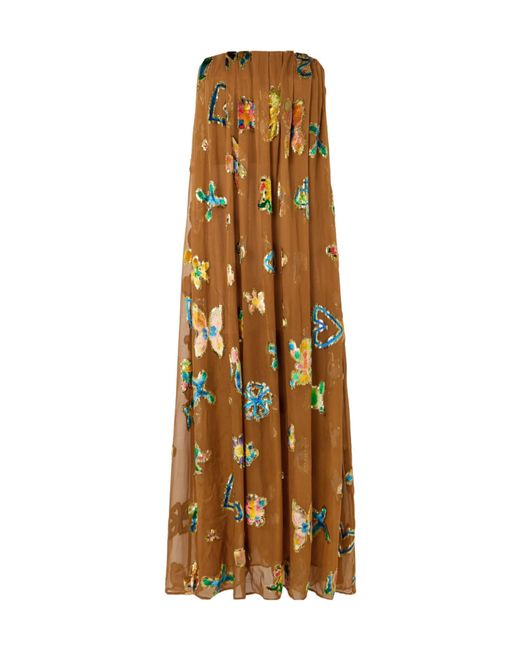 ALÉMAIS Velvet-Trimmed Gathered Metallic Silk-Blend Gown