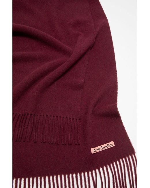 Acne Purple Logo Patch Fringed Scarf for men