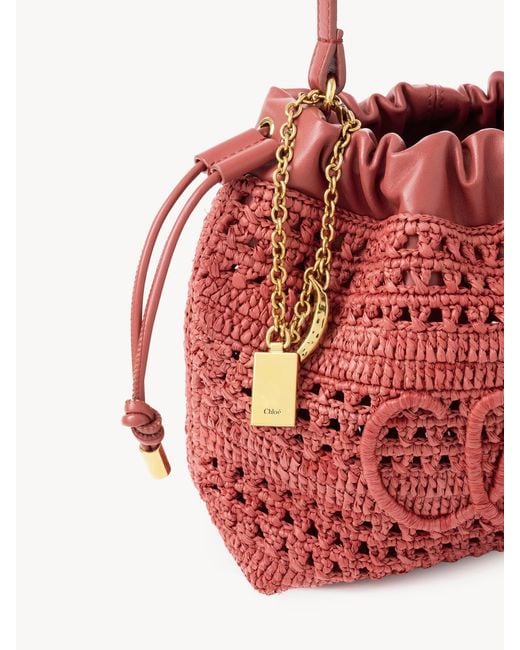 Chloé Red Chloé Mini Raffia Shoulder Bag