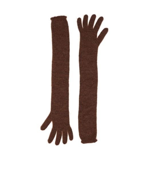 Max Mara Brown Solid-Color Lightweight Knit Gloves