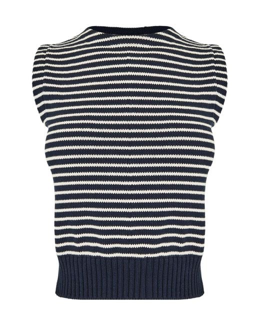 Weekend by Maxmara Blue Striped Knit Sleeveless Top