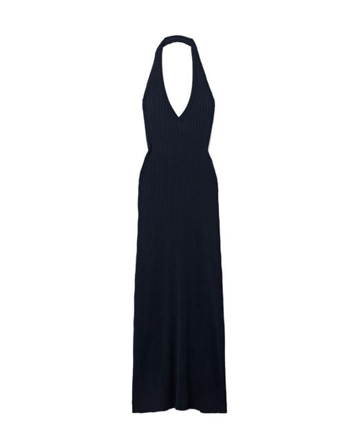 Nili Lotan Blue Ivenka Backless Halter Neck Dress