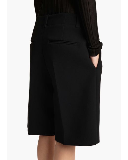 Khaite Black Laden Pleat-Detail Tailored Shorts