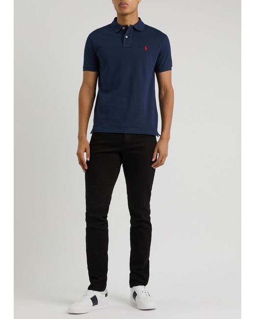 Polo Ralph Lauren Blue Slim Piqué Cotton Polo Shirt for men