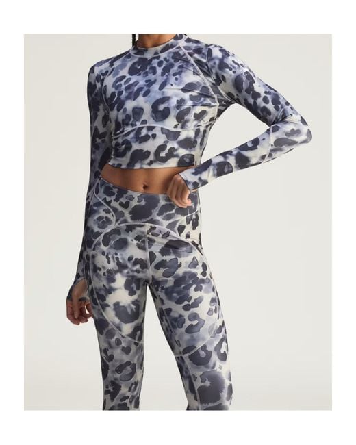 Adidas By Stella McCartney Blue Animal-Pattern Compression Top