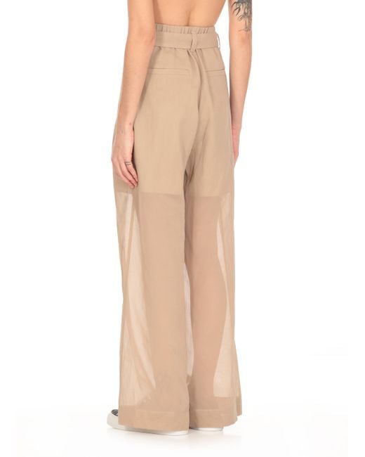 Brunello Cucinelli Natural Belted Wide-Leg Trousers