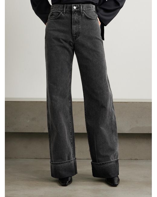 Veronica Beard Black High-Rise Wide-Leg Jeans