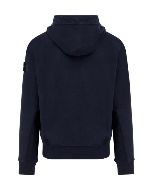 Stone Island Blue Zip-Up Hooded Jacket for men